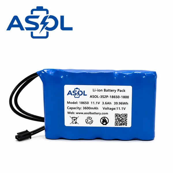 ASOL 18650 3S2P 11.1V 3600mAh Li-ion Battery Pack
