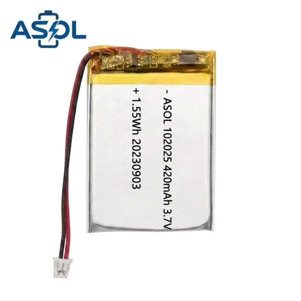 ASOL 102025 3.7V 420mAh Lithium Polymer Battery