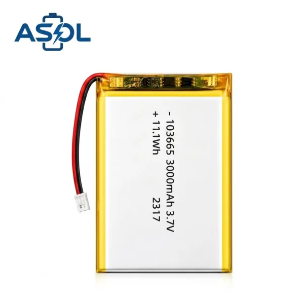 ASOL 103665 3.7V 3000mAh Lithium Polymer Battery