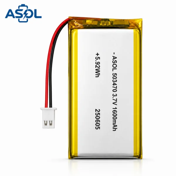 ASOL 503470 3.7V 1600mAh Lithium Polymer Battery