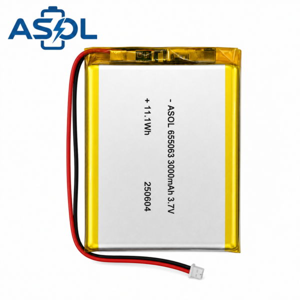 ASOL 655063 3.7V 3000mAh Lithium Polymer Battery