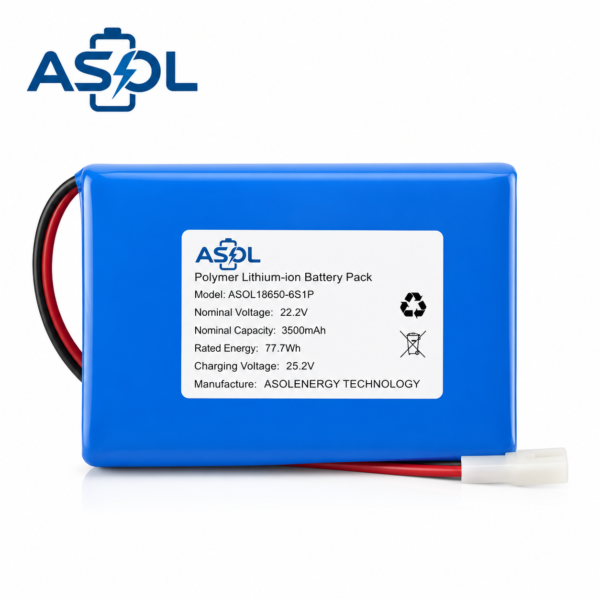 ASOL 18650 6S1P 22.2V 3500mAh Li-Polymer Battery Pack