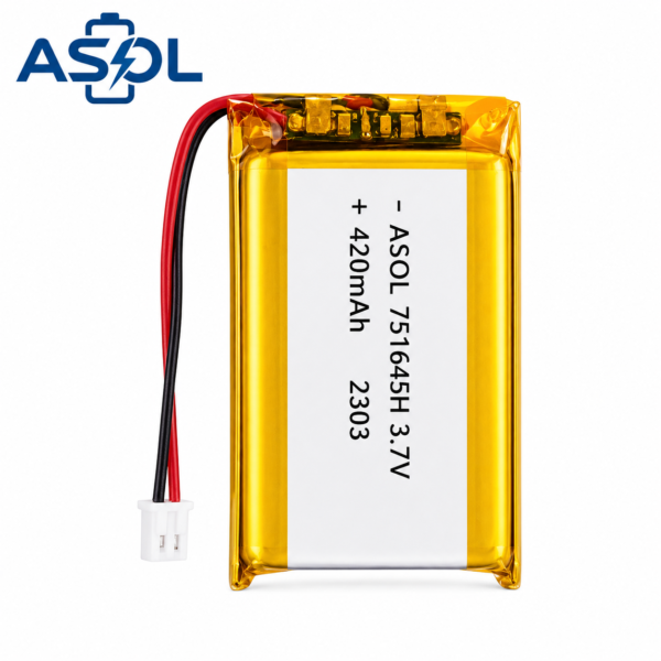 ASOL 751645 3.7V 420mAh 2C Fast-Charge Lithium Polymer Battery
