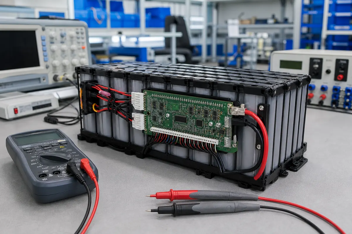 Battery management system board and lithium battery pack during engineering inspection