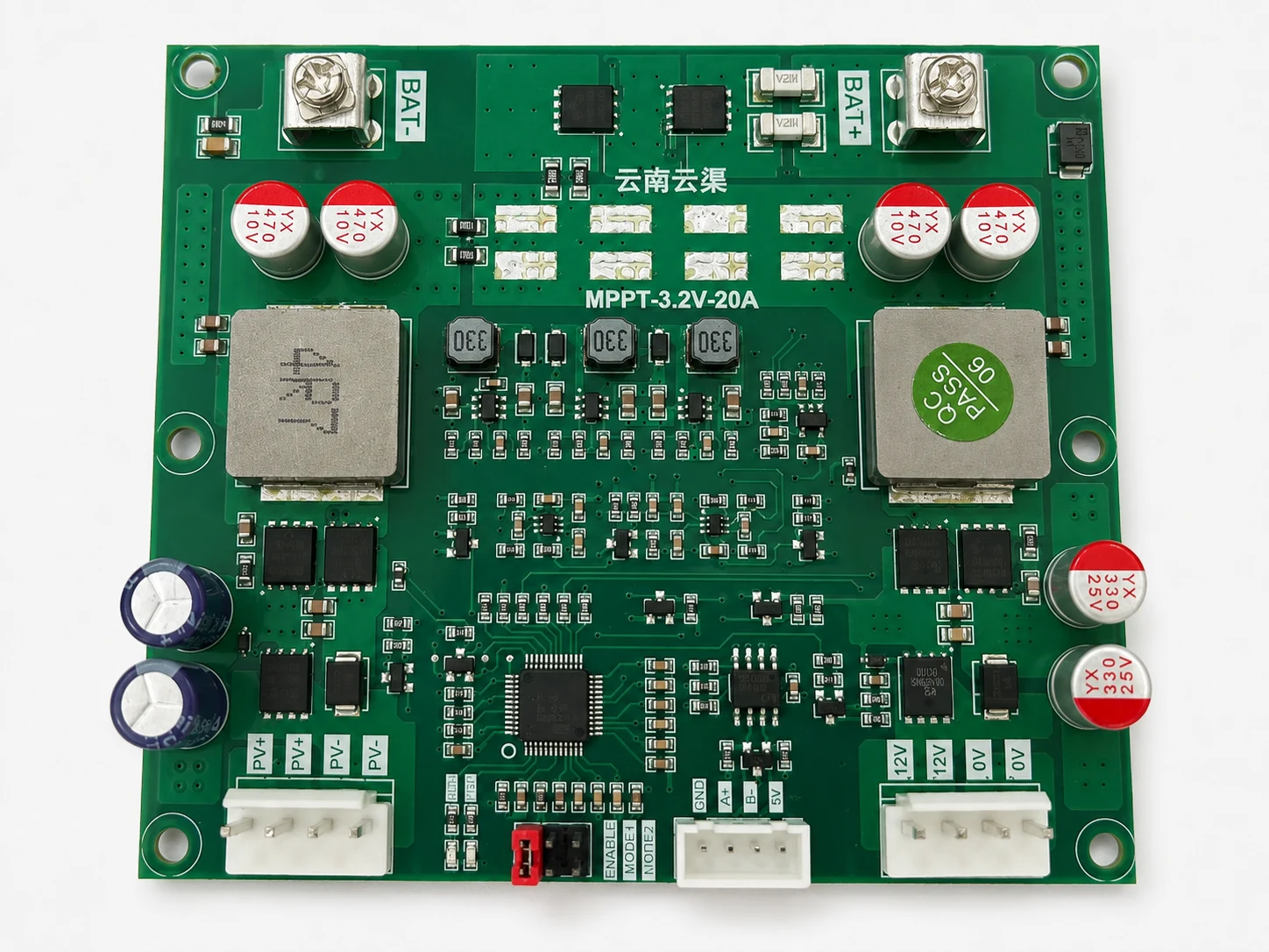 3.2V lithium battery to 12V solar charging power management board front view