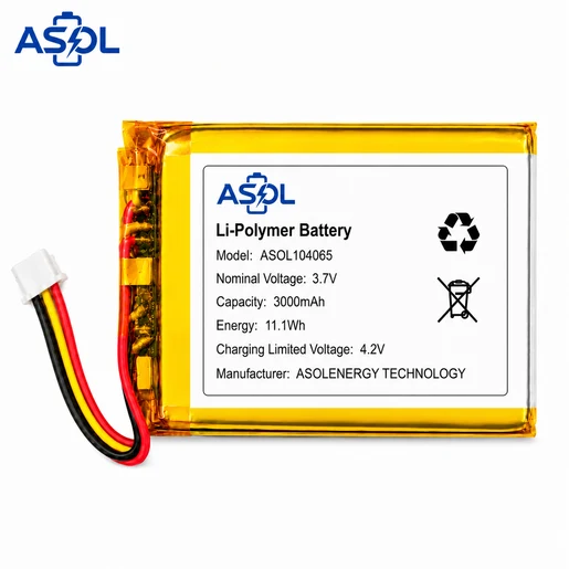 ASOL 104065 3.7V 3000mAh Lithium Polymer Battery Cell