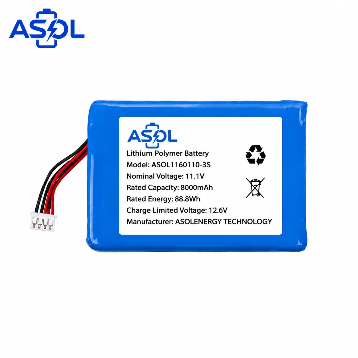 ASOL 1160110-3S 11.1V 8000mAh Lithium Polymer Battery Pack