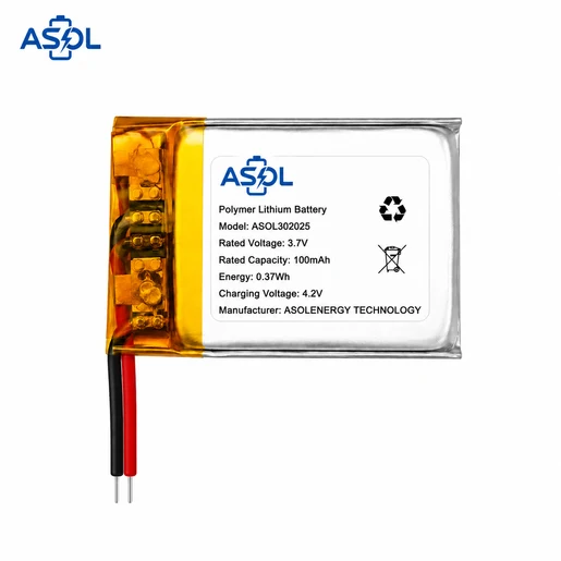 ASOL 302025 3.7V 100mAh Lithium Polymer Battery Cell