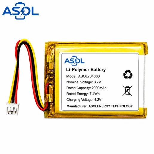 ASOL 704060 3.7V 2000mAh Lithium Polymer Battery Cell