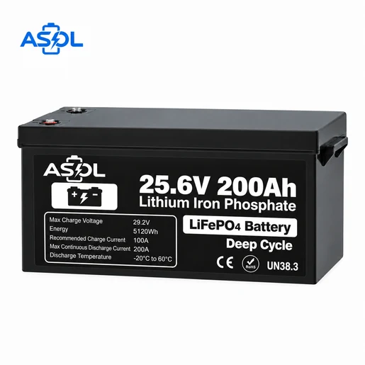 ASOL 25.6V 200Ah LiFePO4 deep cycle battery